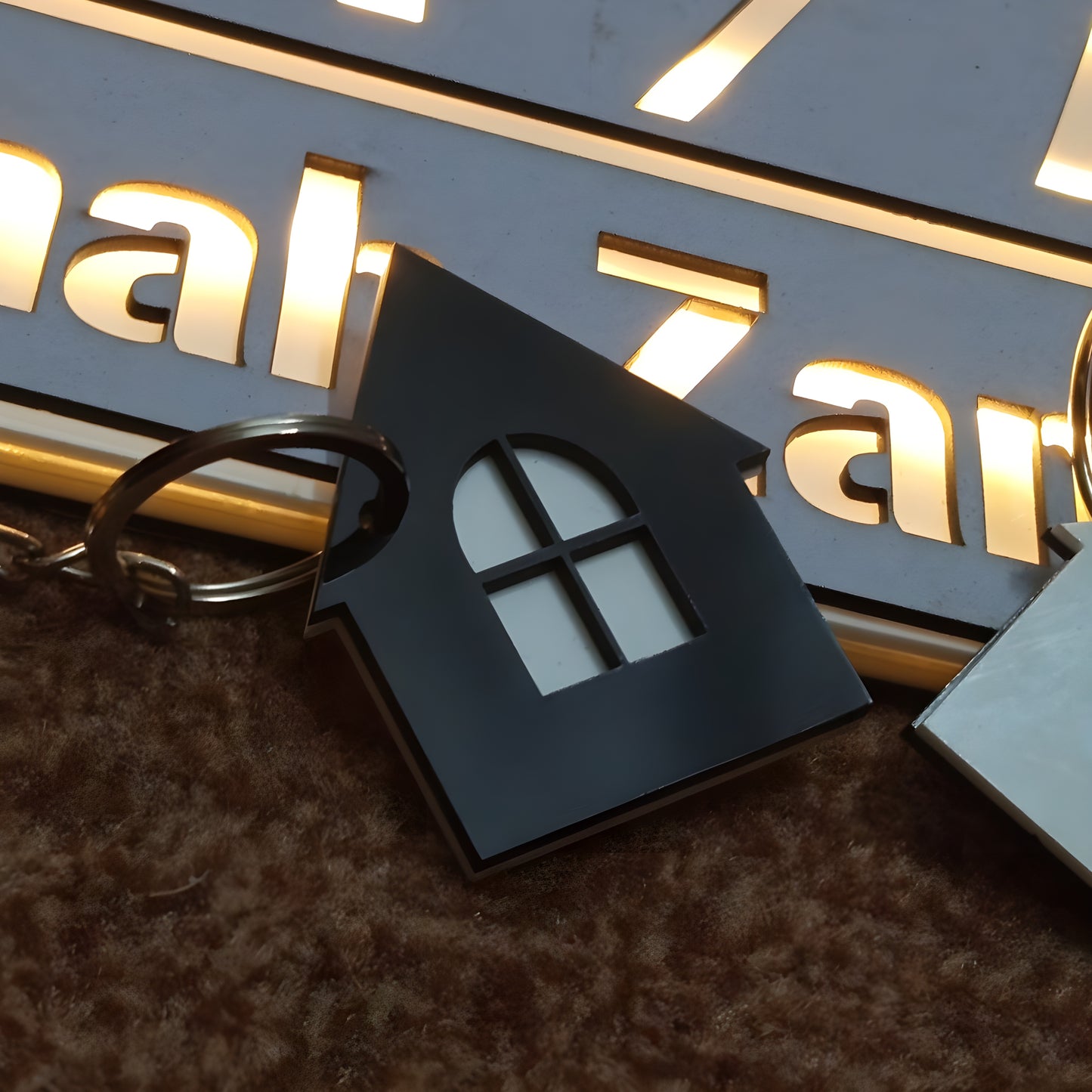 Custom Home Shaped ( Name Keychains )