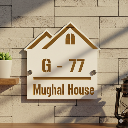 Outdoor Home Shaped Modern House Plates  ( White with Golden )