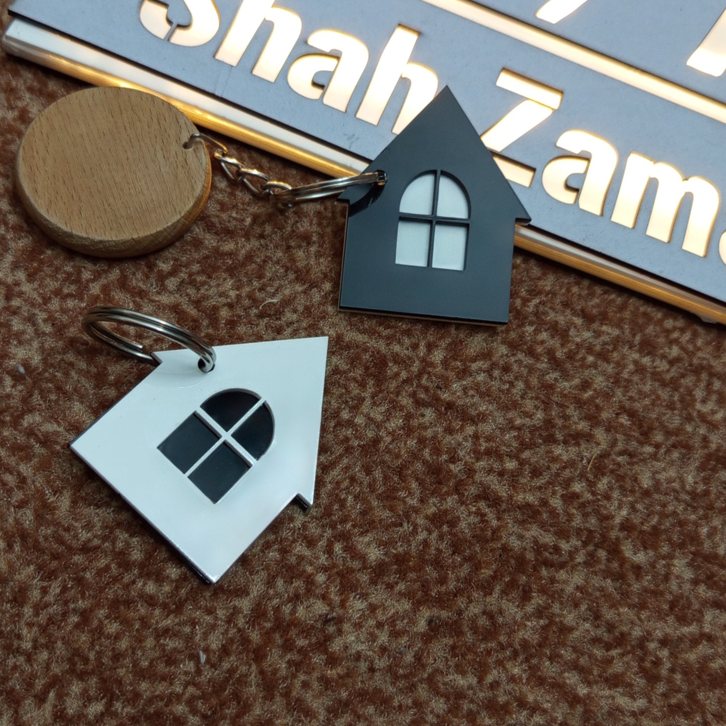 Custom Home Shaped ( Name Keychains )