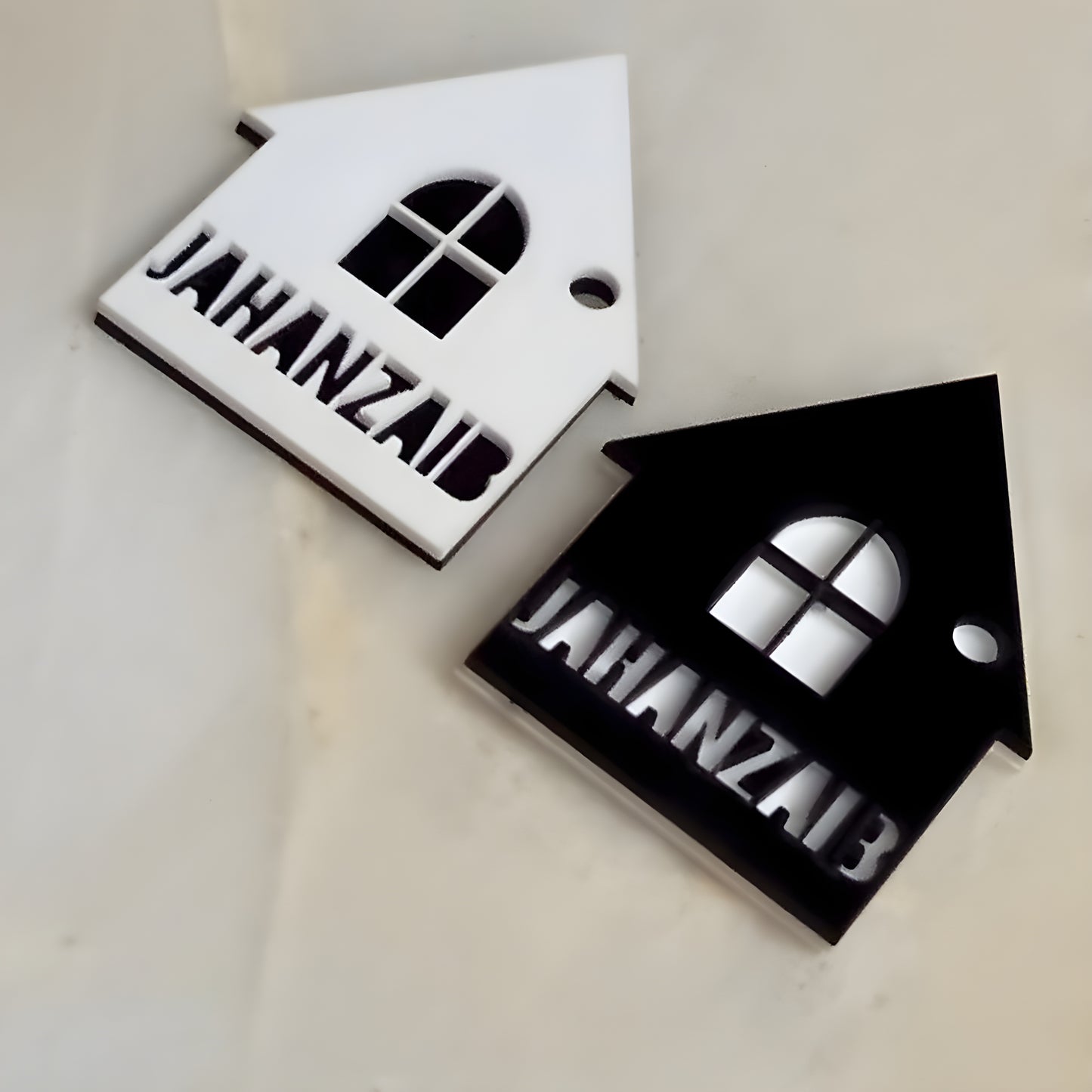 Custom Home Shaped ( Name Keychains )