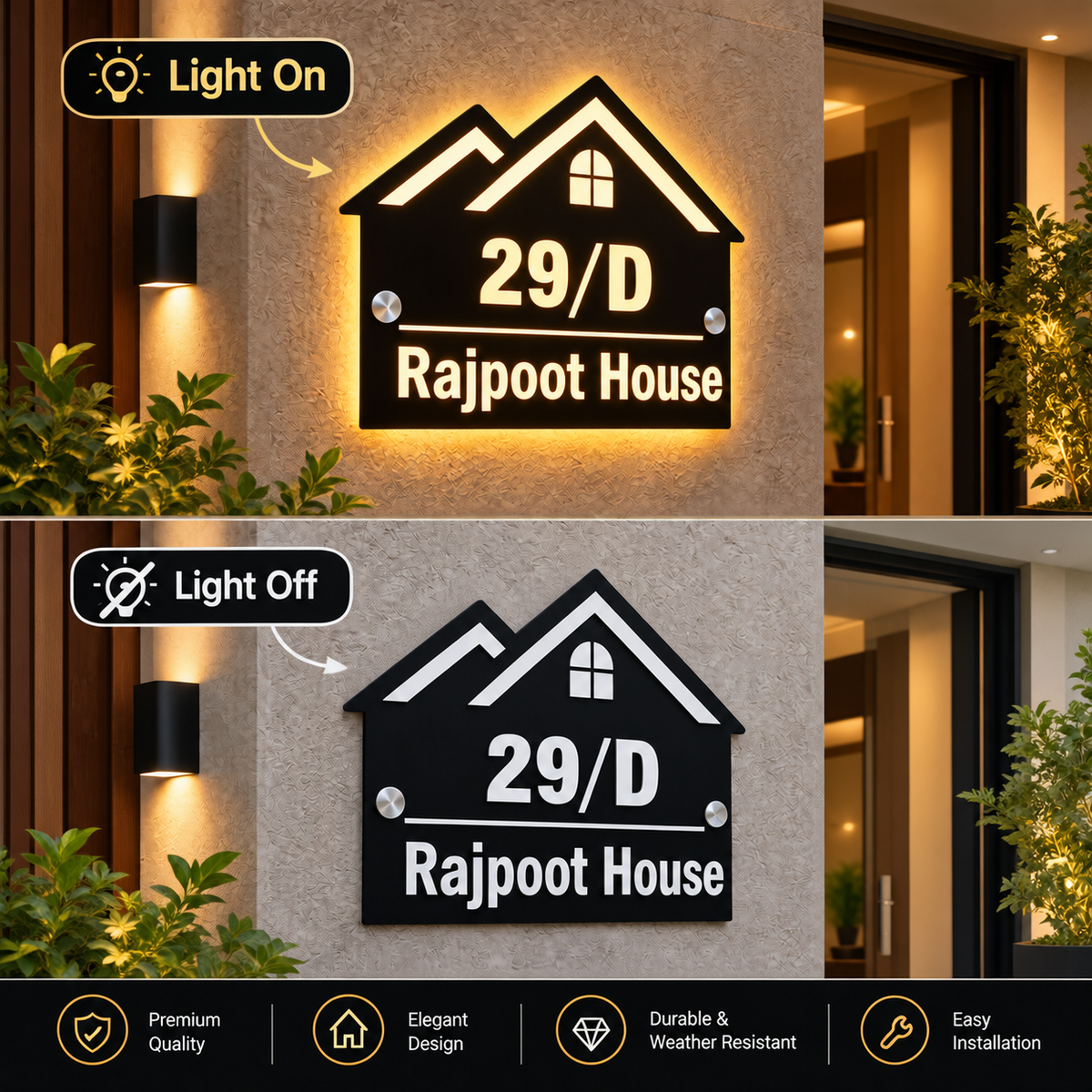 Unique LED modern outdoor home Plate