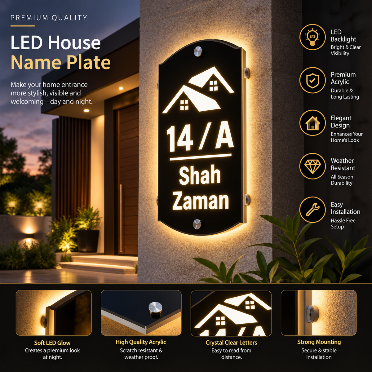 Vertical  Home Shaped Glow Plate