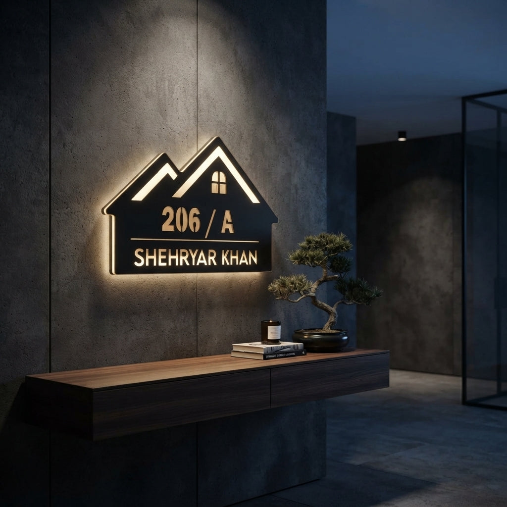 HUT SHAPED  LED Glow Nameplate