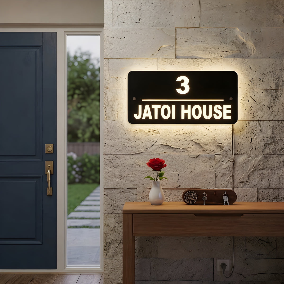 Rectangular  Outdoor Home Plate ( Black Golden)