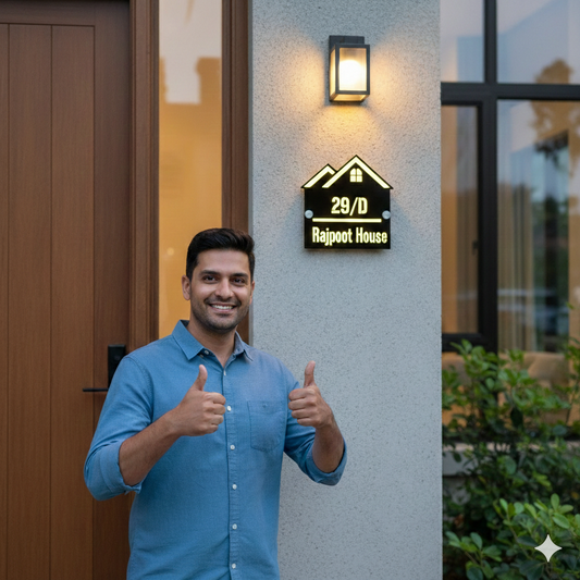 Outdoor Home Shaped Modern House Plates  ( Black with Golden )