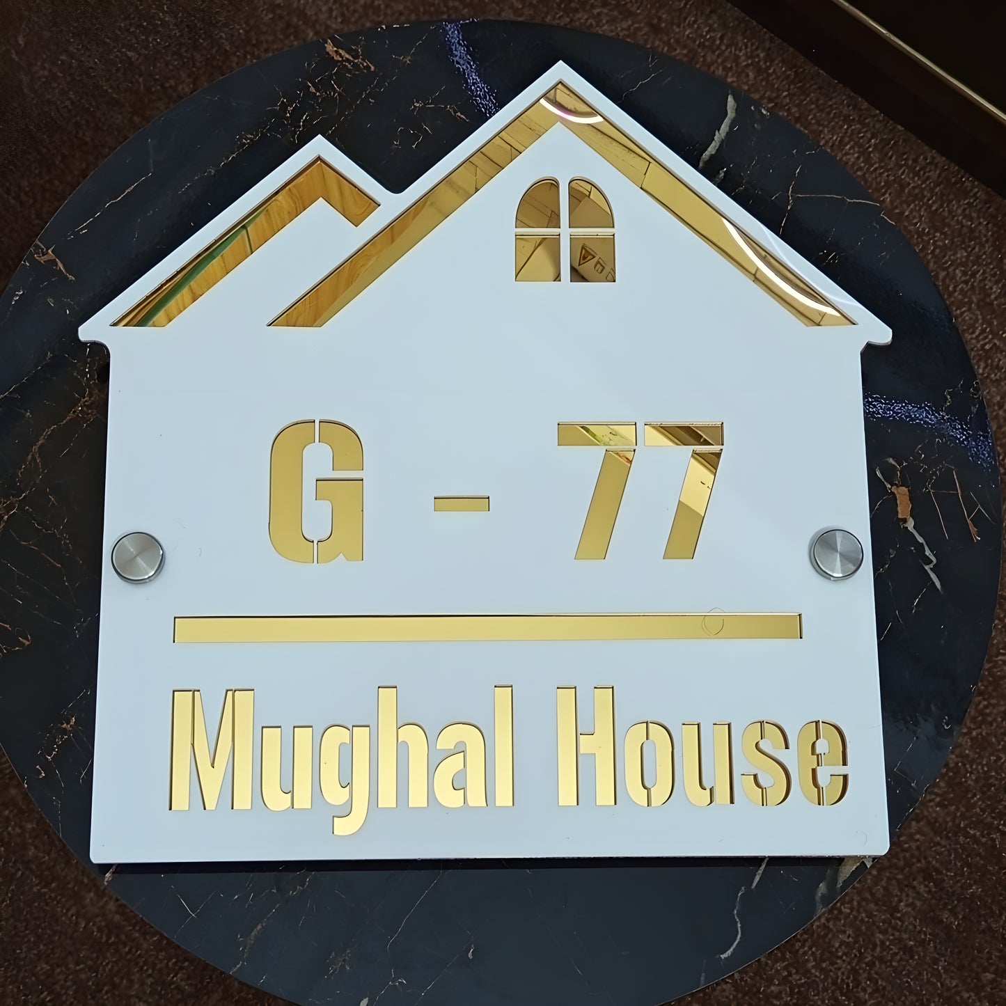 Outdoor Home Shaped Modern House Plates  ( White with Golden )