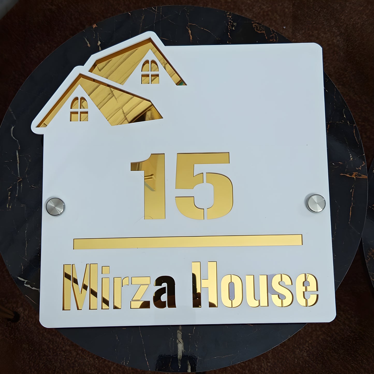 Outdoor Home Shaped Modern House Plates  ( White with Golden )