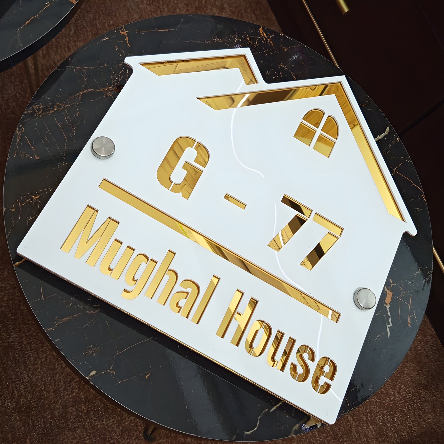 Outdoor Home Shaped Modern House Plates  ( White with Golden )